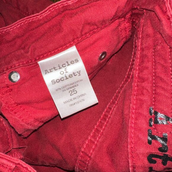 Articles of Society RED Womens Size 25 Straight Leg Jeans - Picture 3 of 3